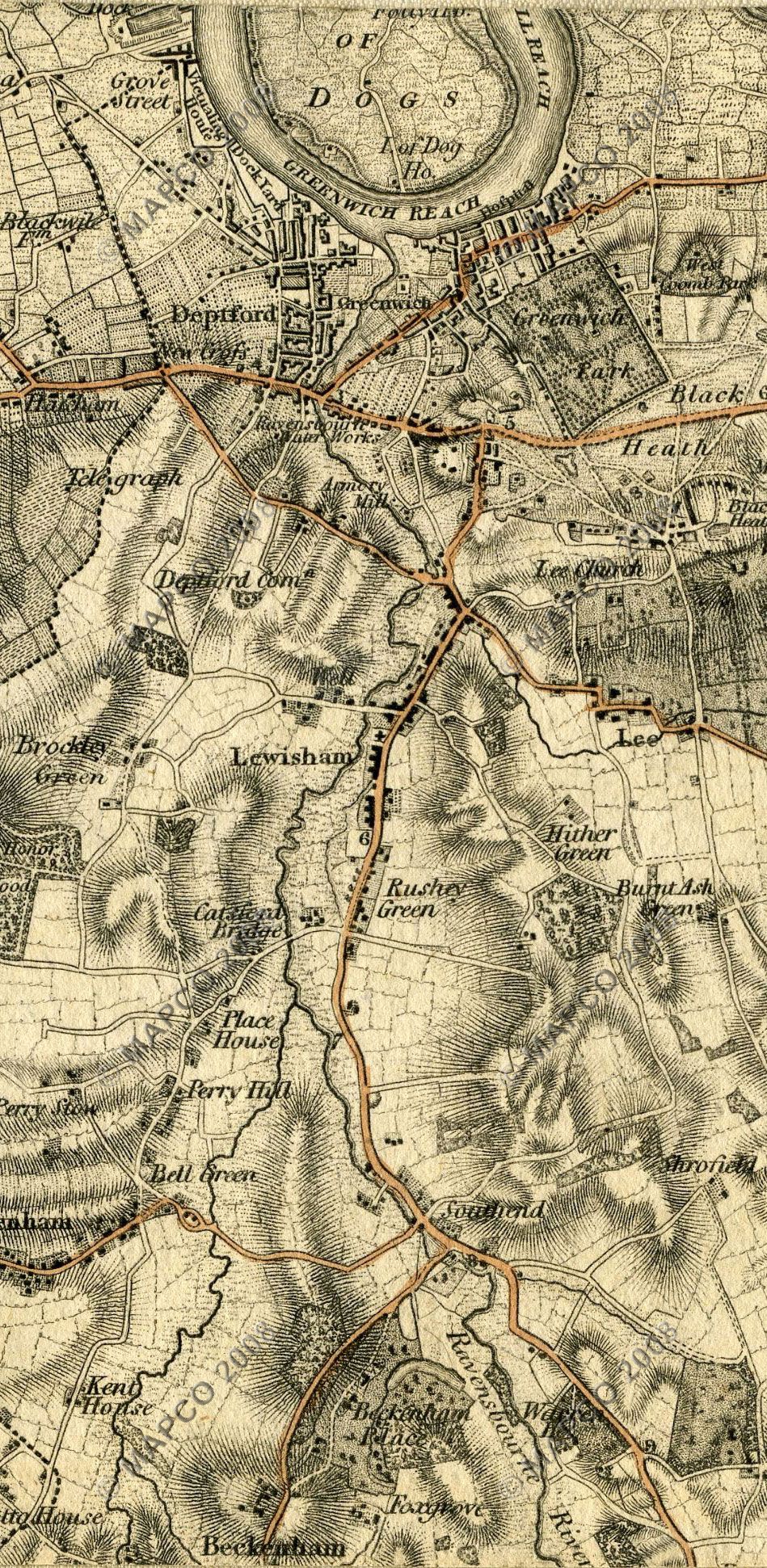 An Entirely New & Accurate Survey Of The County Of Kent, With Part Of The County Of Essex, by William Mudge, 1801.