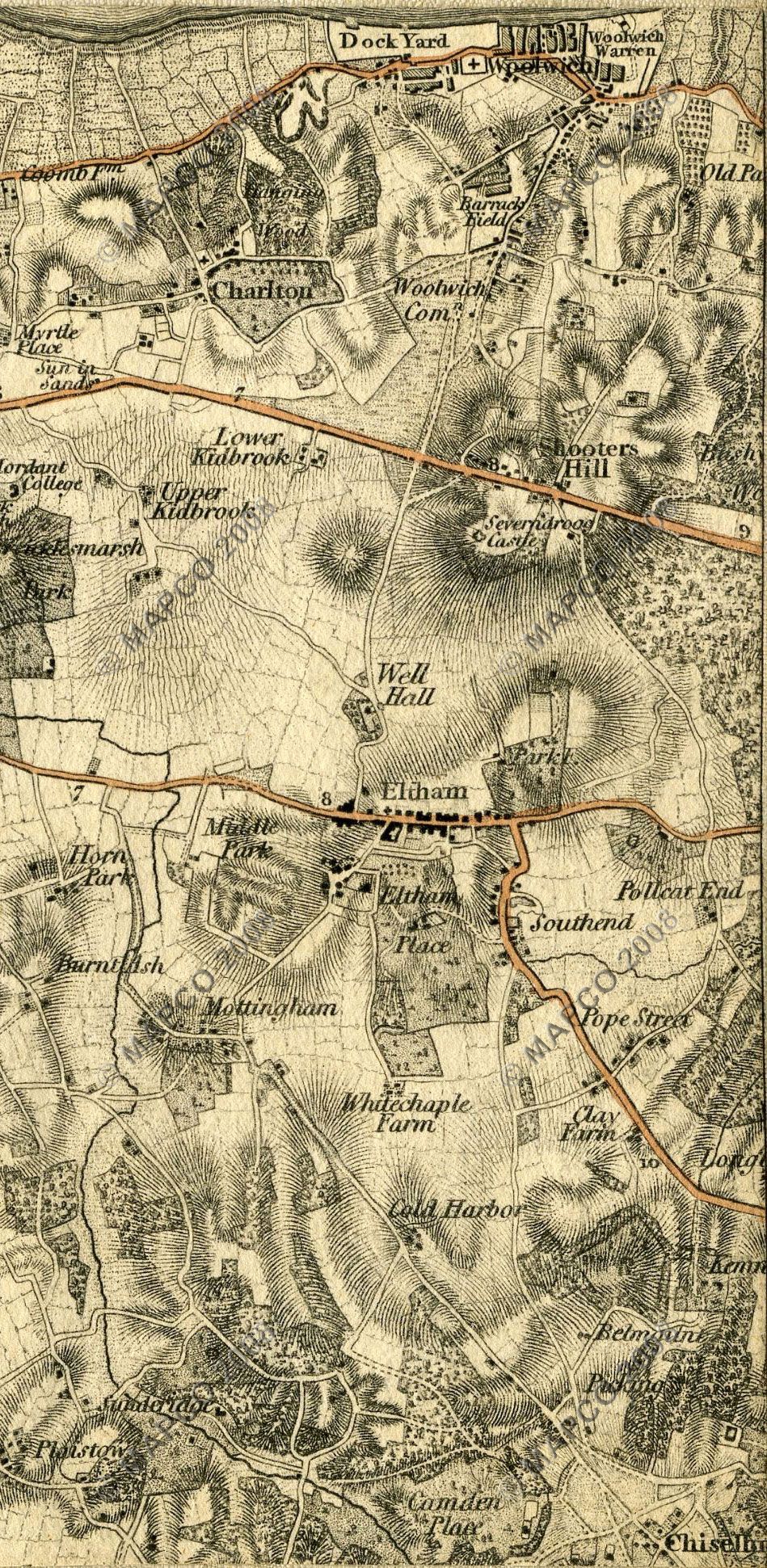 An Entirely New & Accurate Survey Of The County Of Kent, With Part Of The County Of Essex, by William Mudge, 1801.