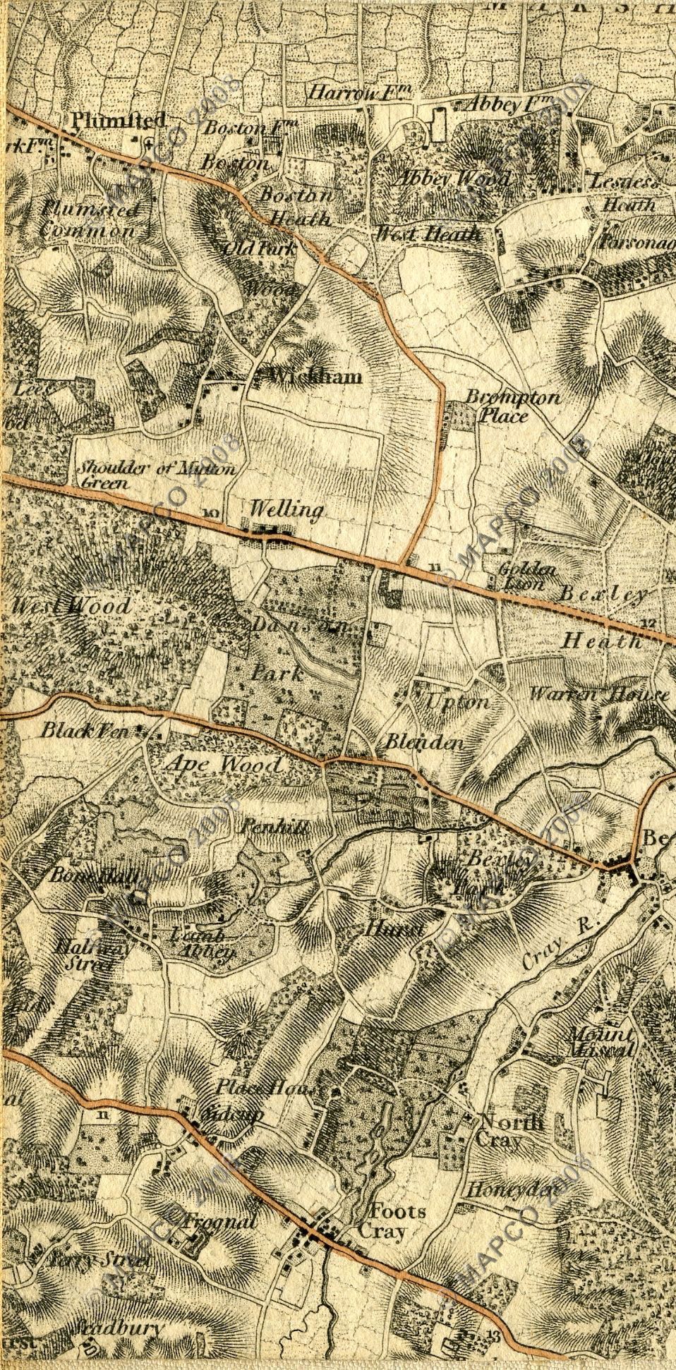 An Entirely New & Accurate Survey Of The County Of Kent, With Part Of The County Of Essex, by William Mudge, 1801.