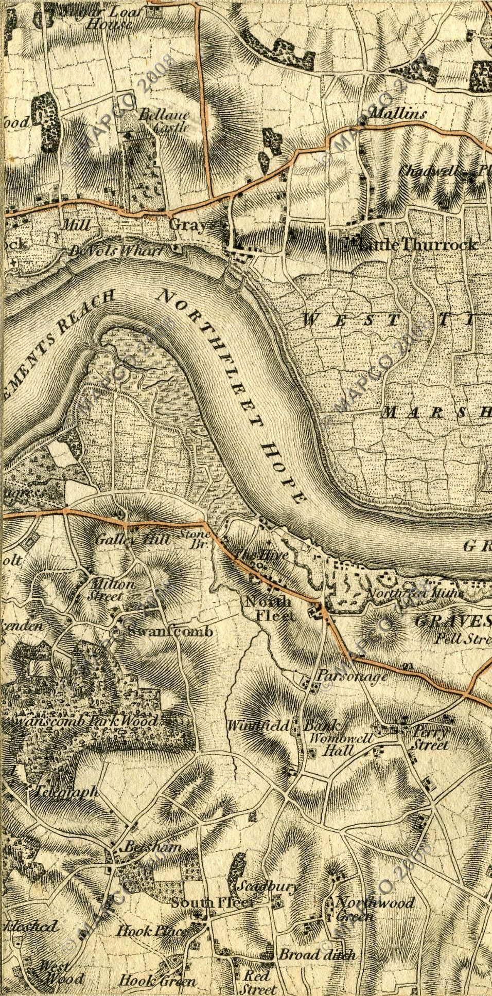 An Entirely New & Accurate Survey Of The County Of Kent, With Part Of The County Of Essex, by William Mudge, 1801.