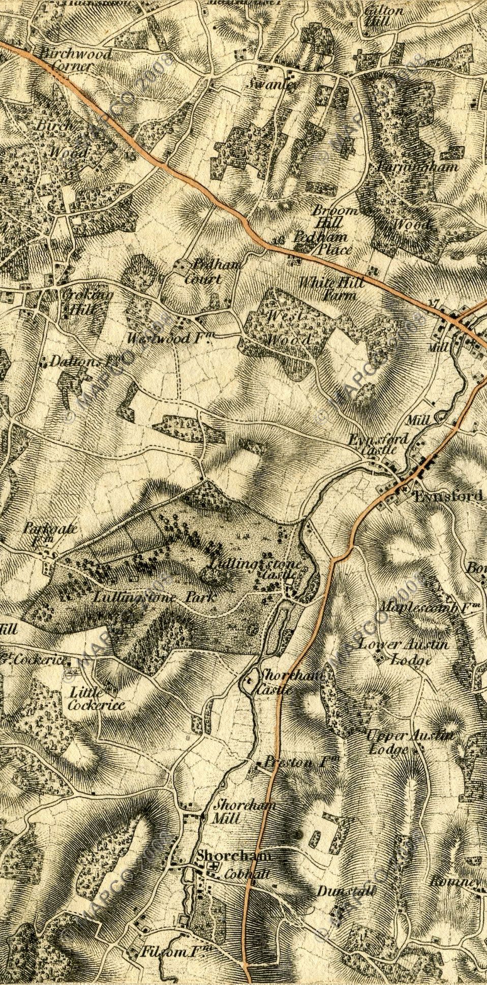 An Entirely New & Accurate Survey Of The County Of Kent, With Part Of The County Of Essex, by William Mudge, 1801.