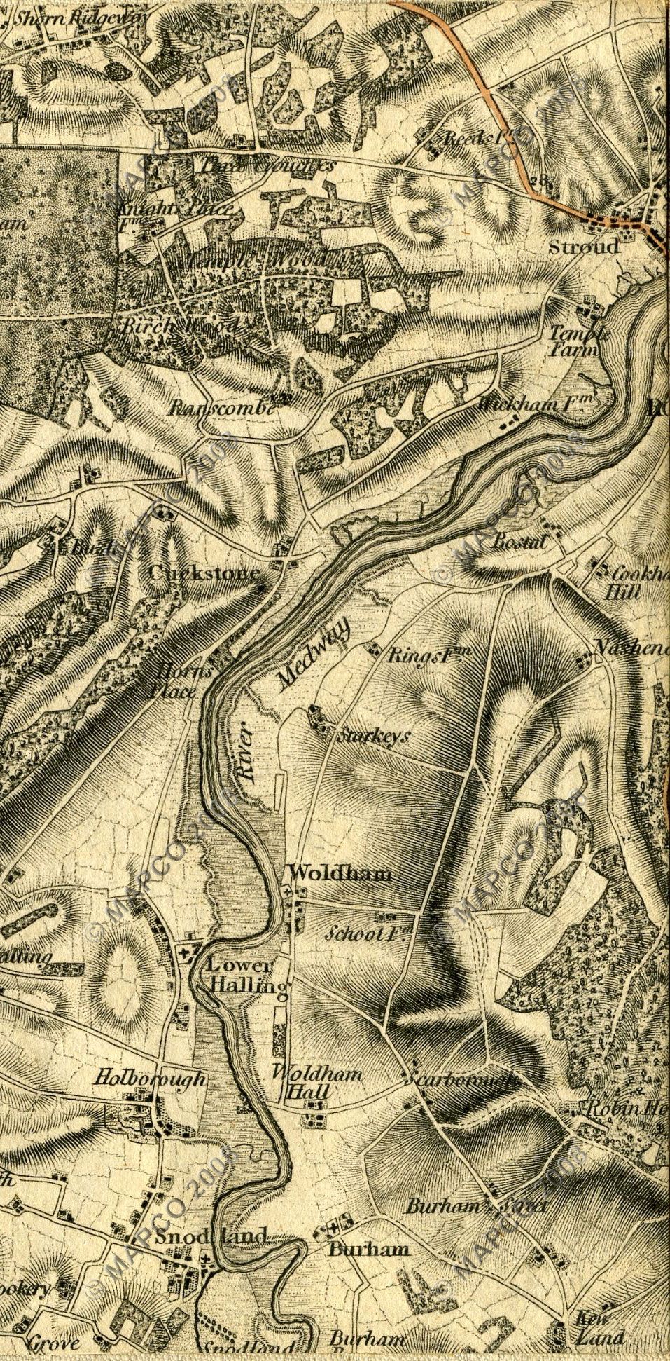 An Entirely New & Accurate Survey Of The County Of Kent, With Part Of The County Of Essex, by William Mudge, 1801.