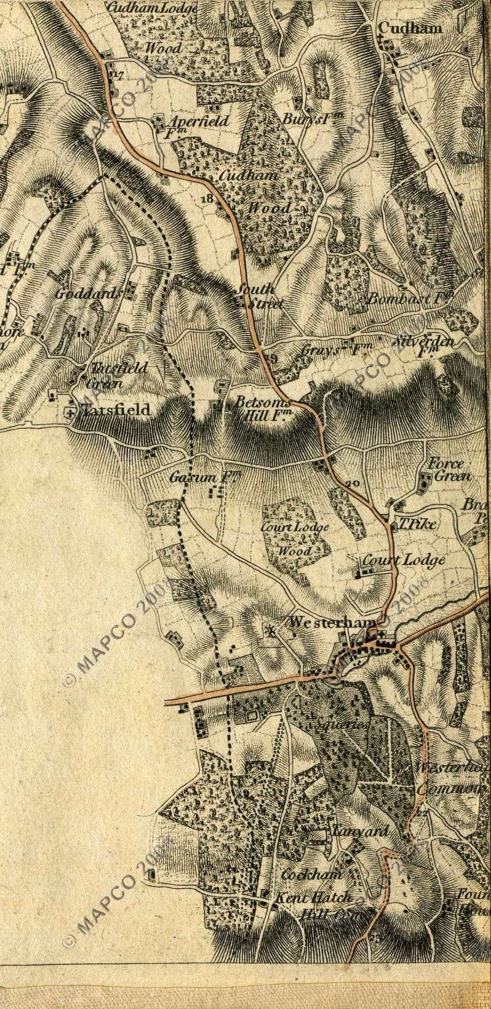 An Entirely New & Accurate Survey Of The County Of Kent, With Part Of The County Of Essex, by William Mudge, 1801.