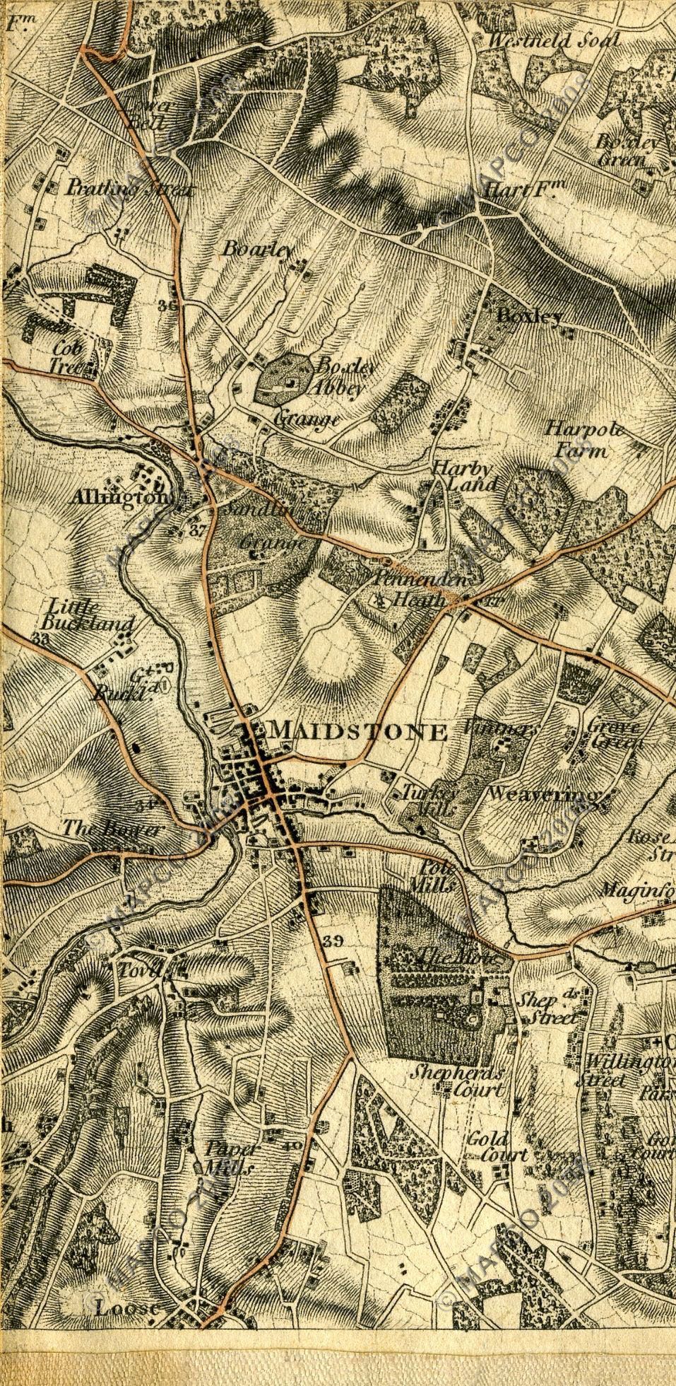 An Entirely New & Accurate Survey Of The County Of Kent, With Part Of The County Of Essex, by William Mudge, 1801.