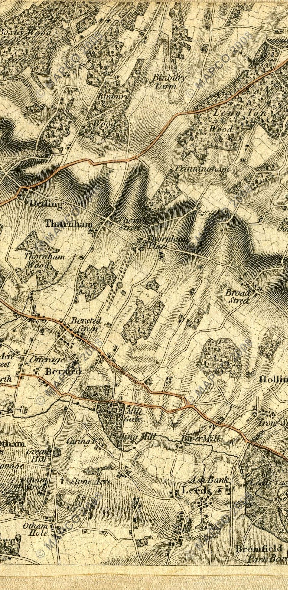 An Entirely New & Accurate Survey Of The County Of Kent, With Part Of The County Of Essex, by William Mudge, 1801.