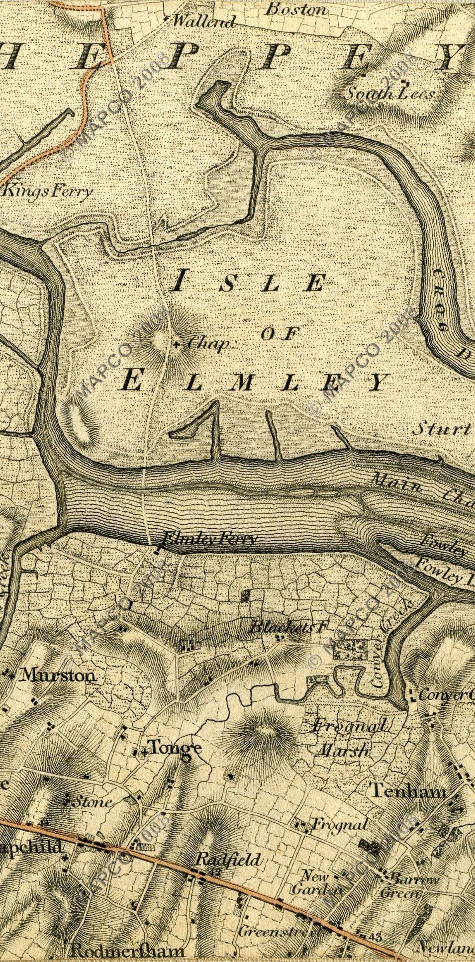 An Entirely New & Accurate Survey Of The County Of Kent, With Part Of The County Of Essex, by William Mudge, 1801.