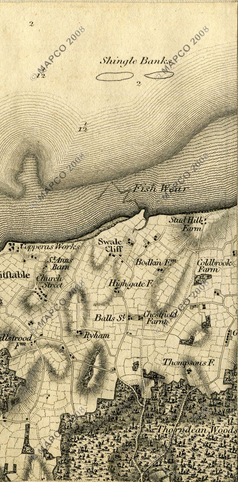 An Entirely New & Accurate Survey Of The County Of Kent, With Part Of The County Of Essex, by William Mudge, 1801.