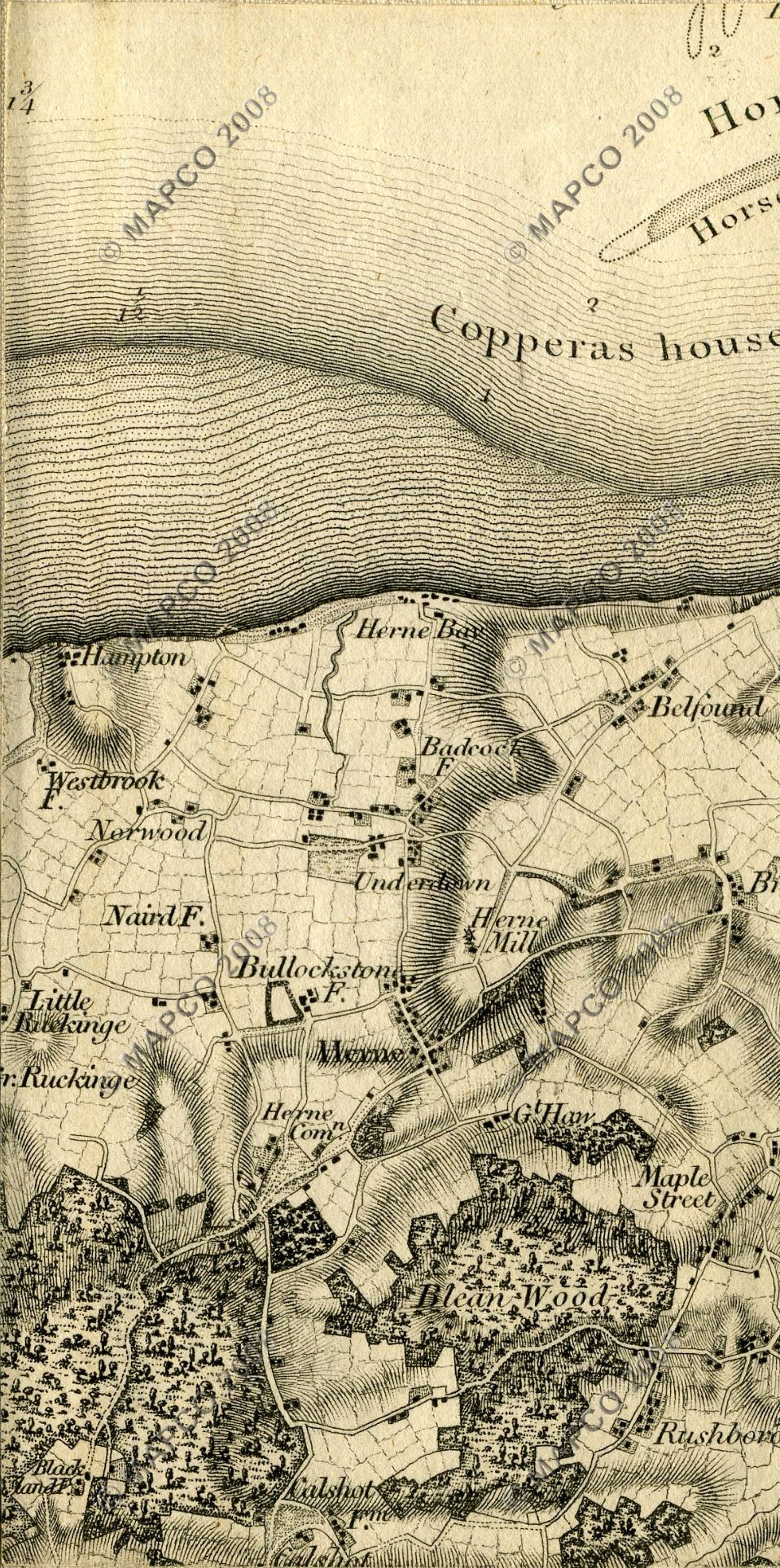 An Entirely New & Accurate Survey Of The County Of Kent, With Part Of The County Of Essex, by William Mudge, 1801.