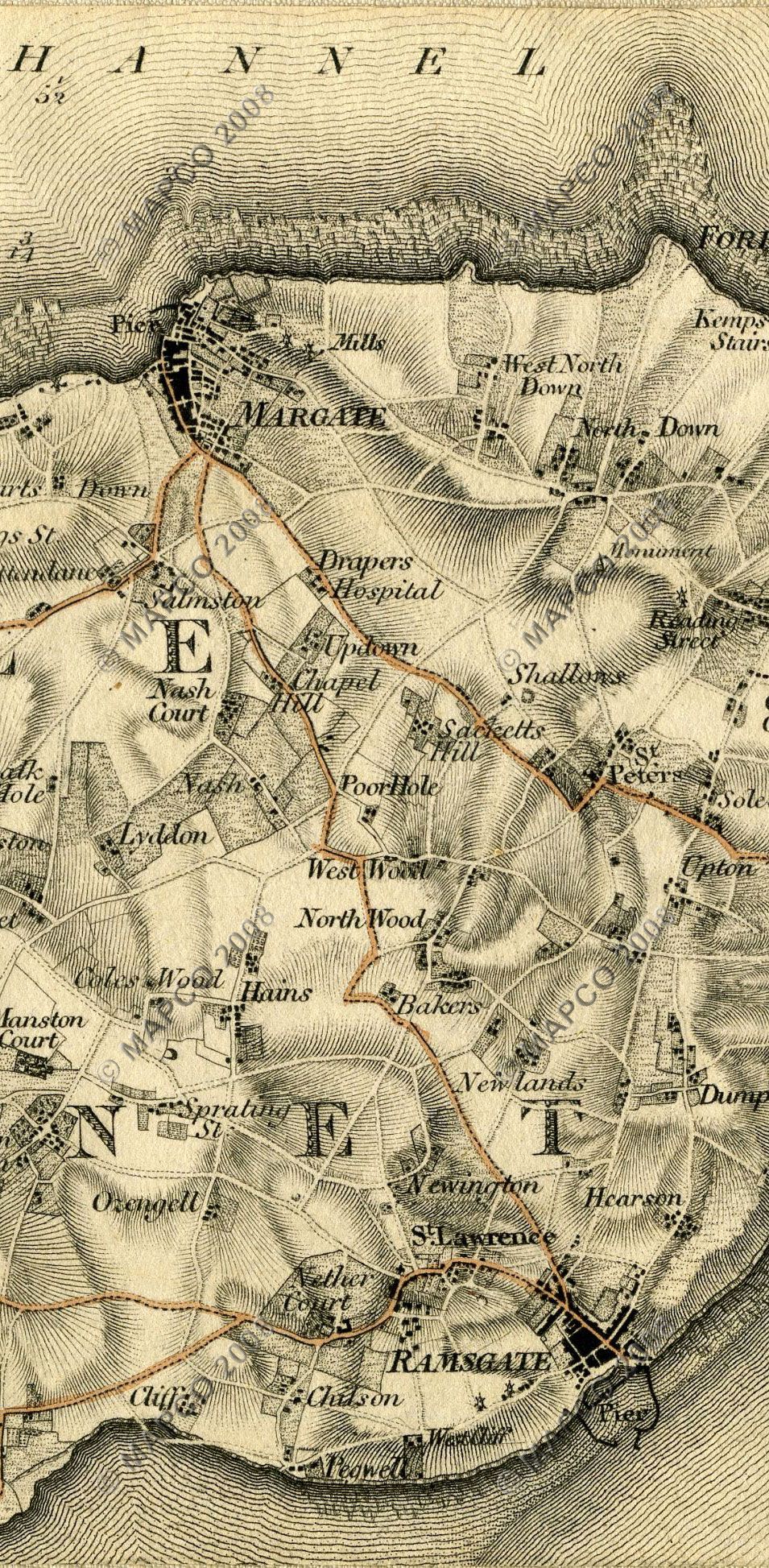 An Entirely New & Accurate Survey Of The County Of Kent, With Part Of The County Of Essex, by William Mudge, 1801.