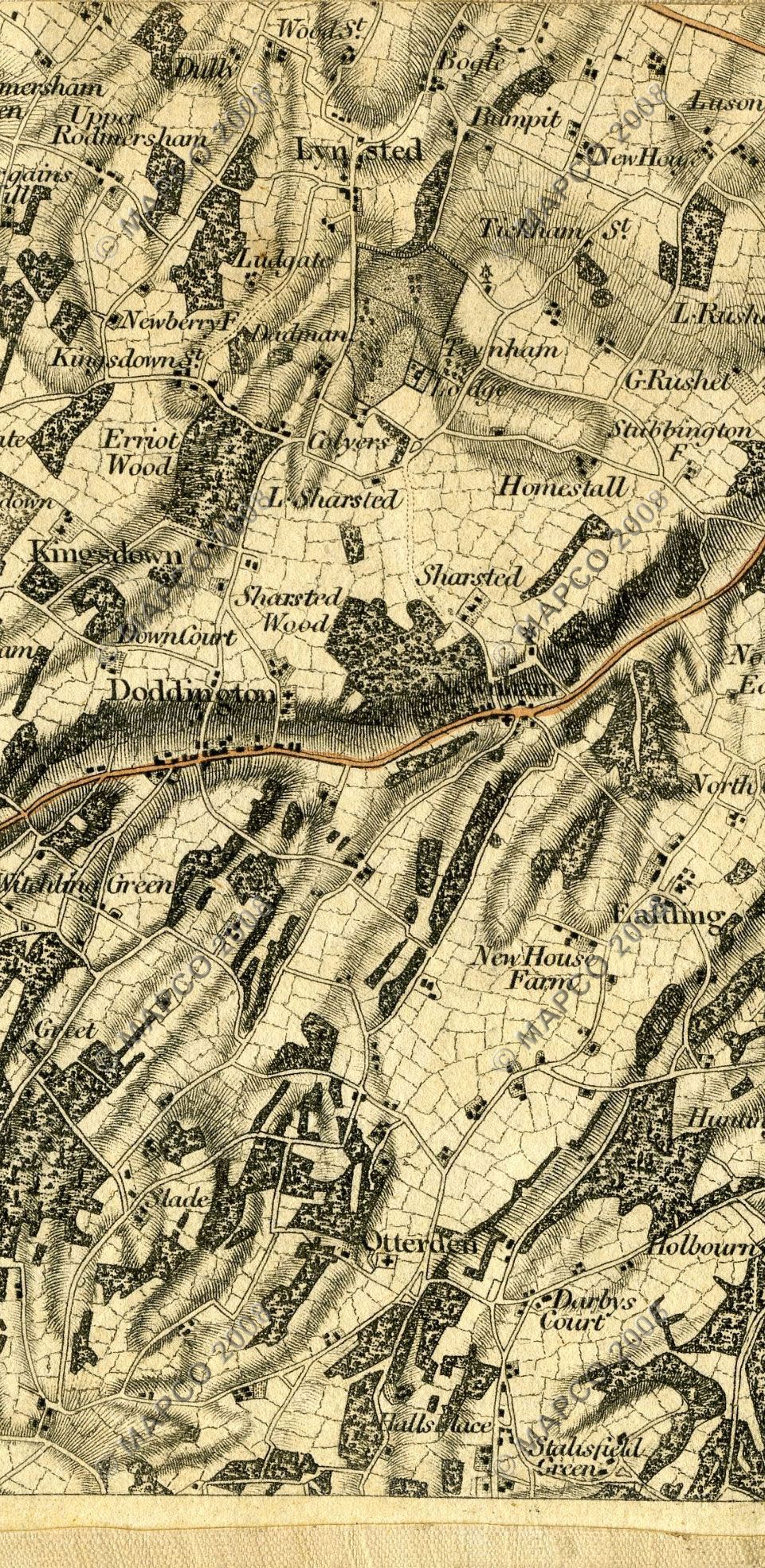 An Entirely New & Accurate Survey Of The County Of Kent, With Part Of The County Of Essex, by William Mudge, 1801.