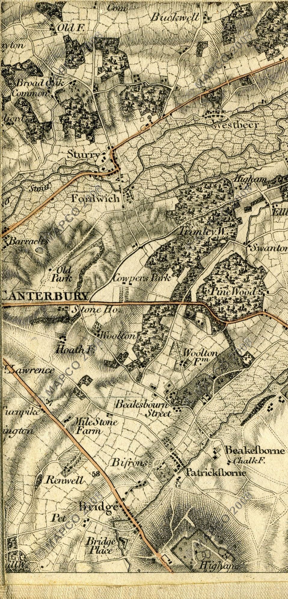 An Entirely New & Accurate Survey Of The County Of Kent, With Part Of The County Of Essex, by William Mudge, 1801.