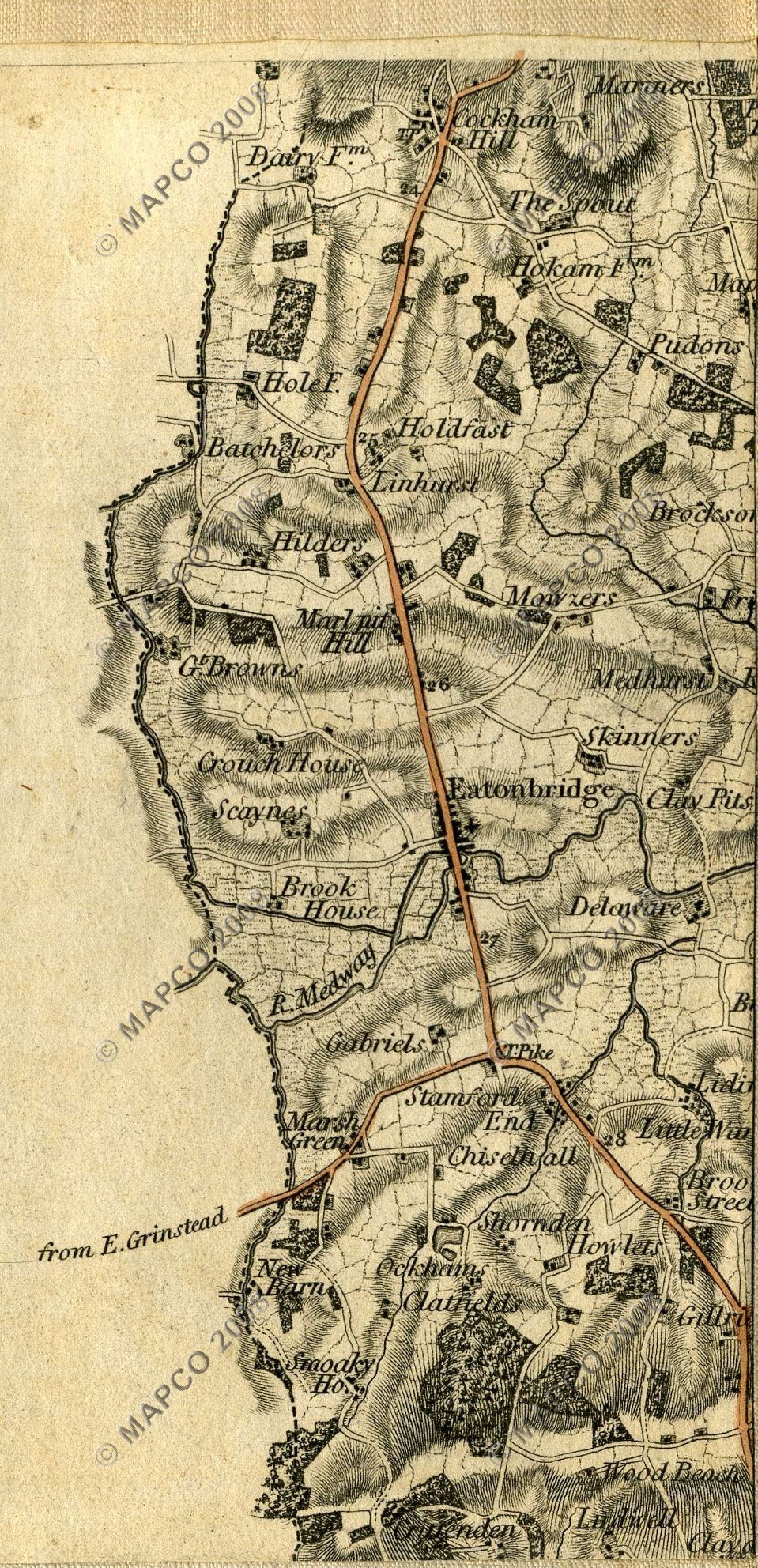 An Entirely New & Accurate Survey Of The County Of Kent, With Part Of The County Of Essex, by William Mudge, 1801.