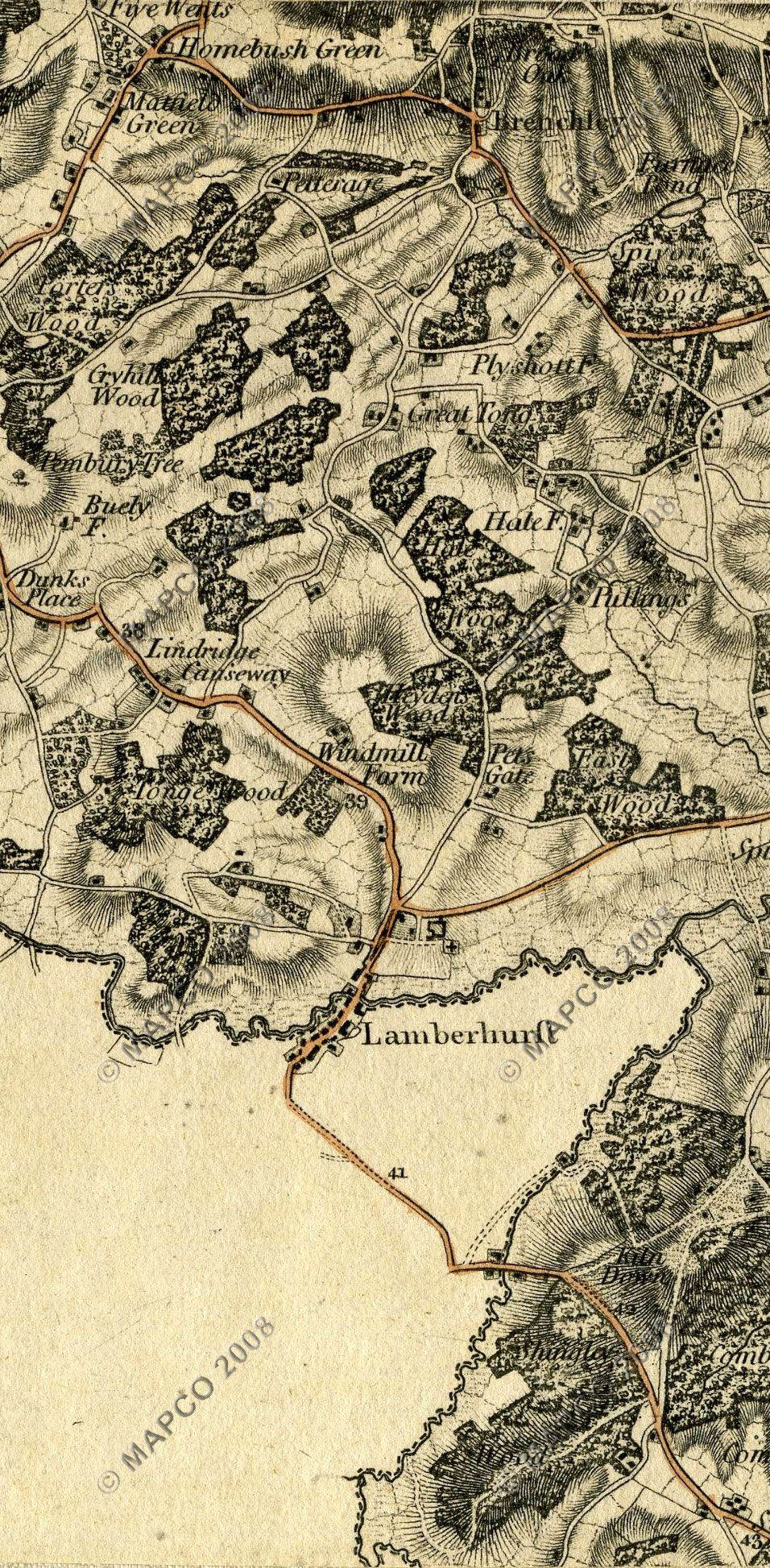 An Entirely New & Accurate Survey Of The County Of Kent, With Part Of The County Of Essex, by William Mudge, 1801.