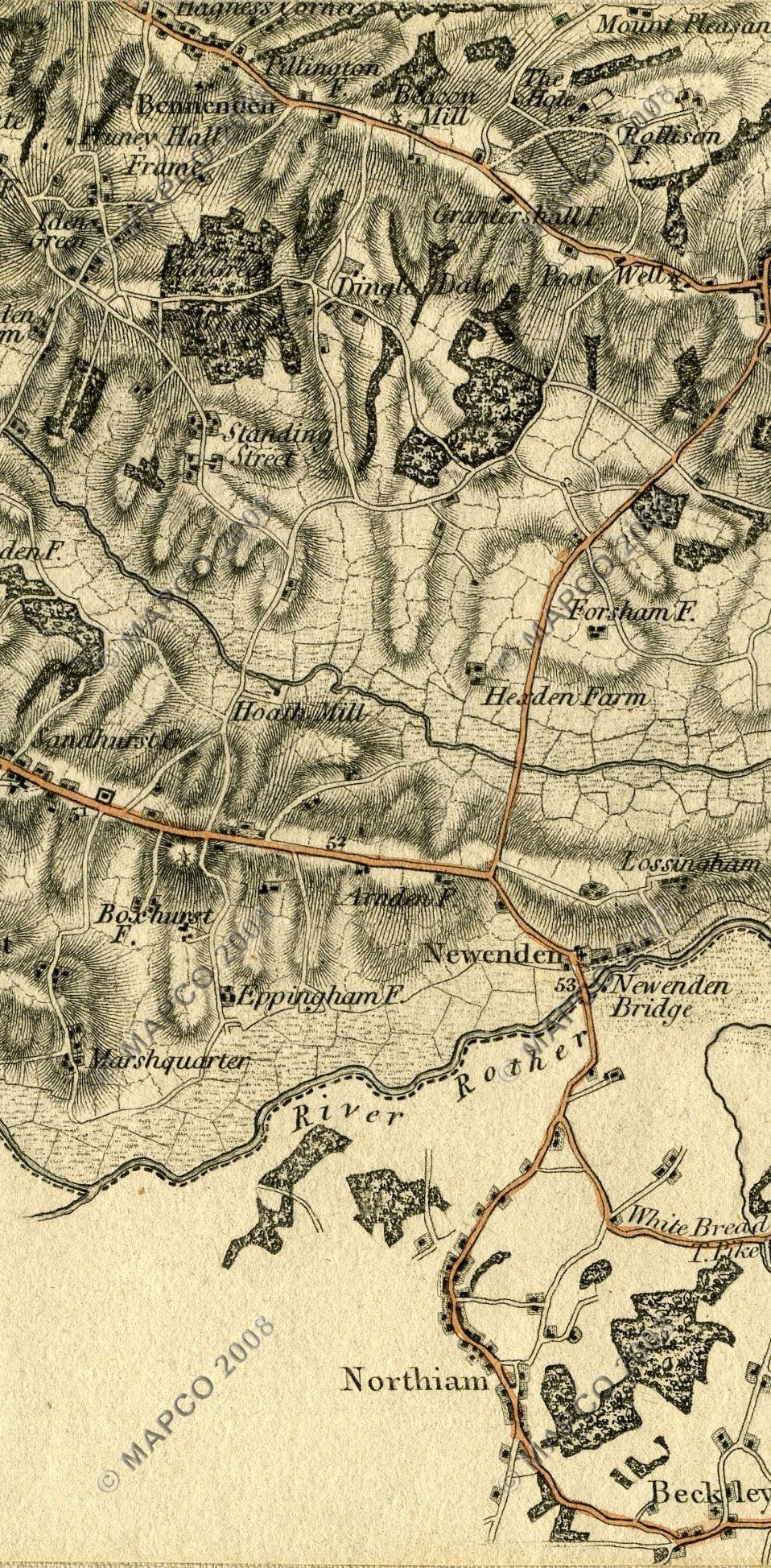 An Entirely New & Accurate Survey Of The County Of Kent, With Part Of The County Of Essex, by William Mudge, 1801.