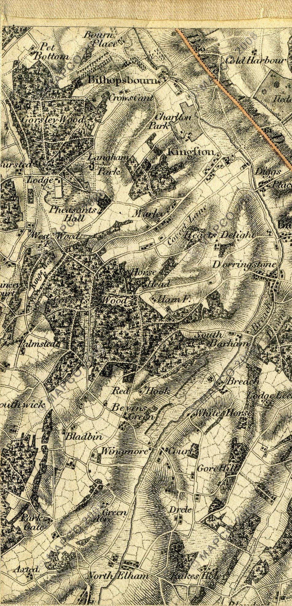 An Entirely New & Accurate Survey Of The County Of Kent, With Part Of The County Of Essex, by William Mudge, 1801.