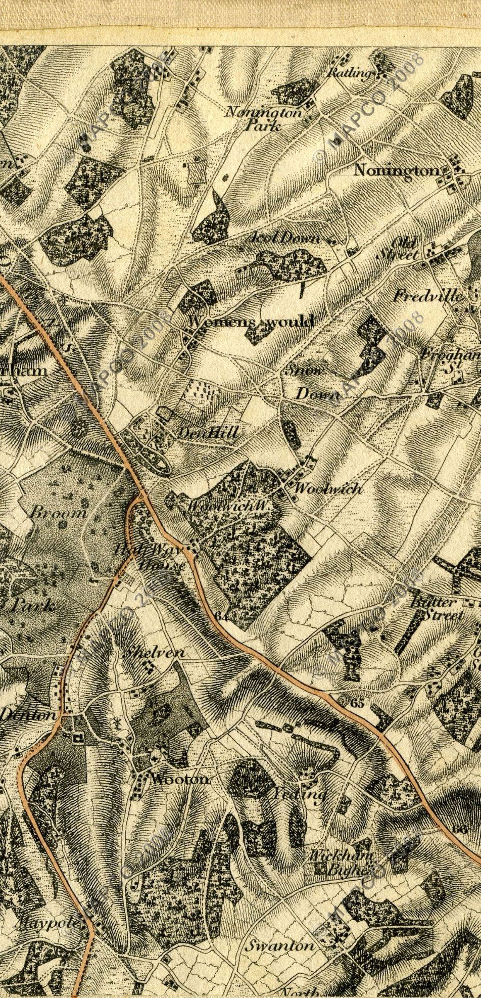 An Entirely New & Accurate Survey Of The County Of Kent, With Part Of The County Of Essex, by William Mudge, 1801.