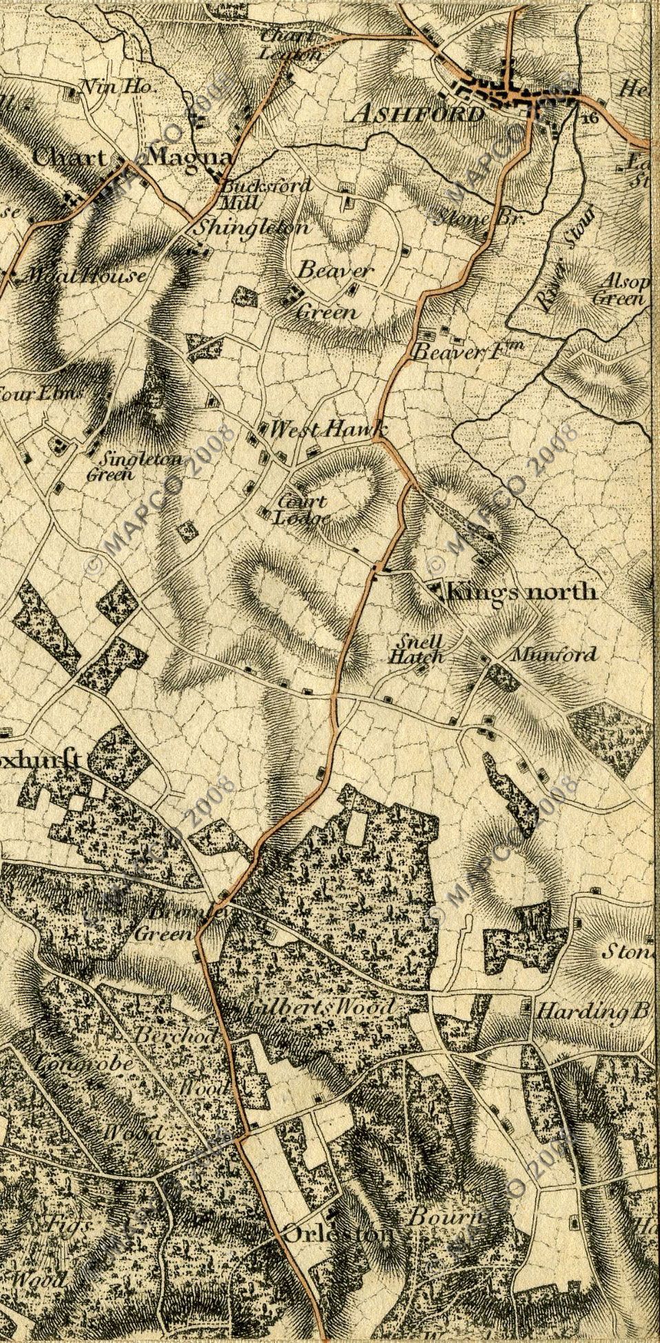 An Entirely New & Accurate Survey Of The County Of Kent, With Part Of The County Of Essex, by William Mudge, 1801.