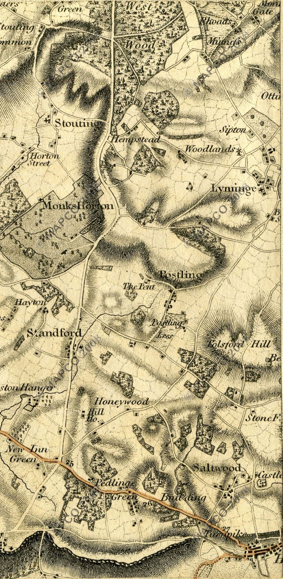 An Entirely New & Accurate Survey Of The County Of Kent, With Part Of The County Of Essex, by William Mudge, 1801.