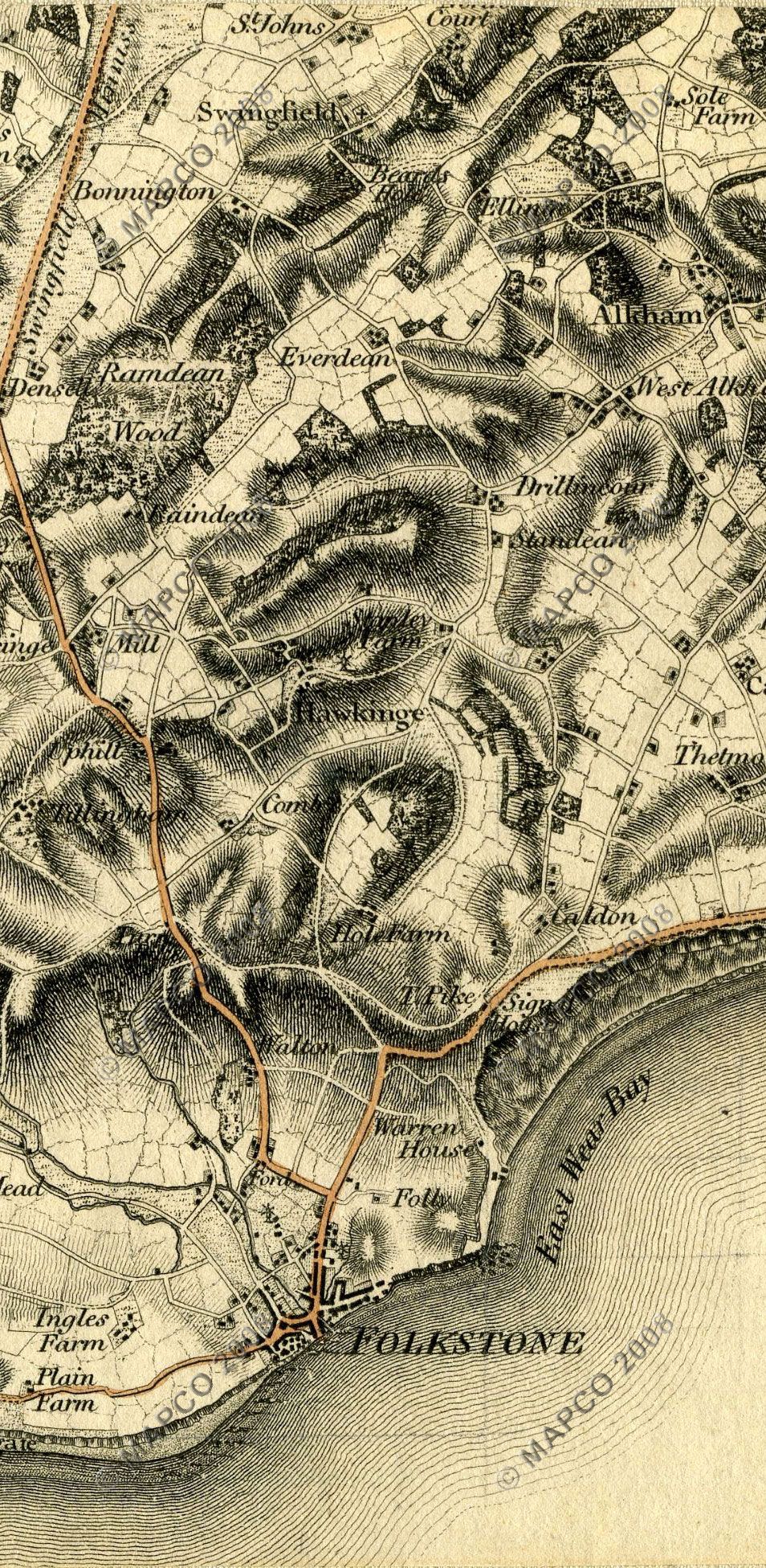 An Entirely New & Accurate Survey Of The County Of Kent, With Part Of The County Of Essex, by William Mudge, 1801.