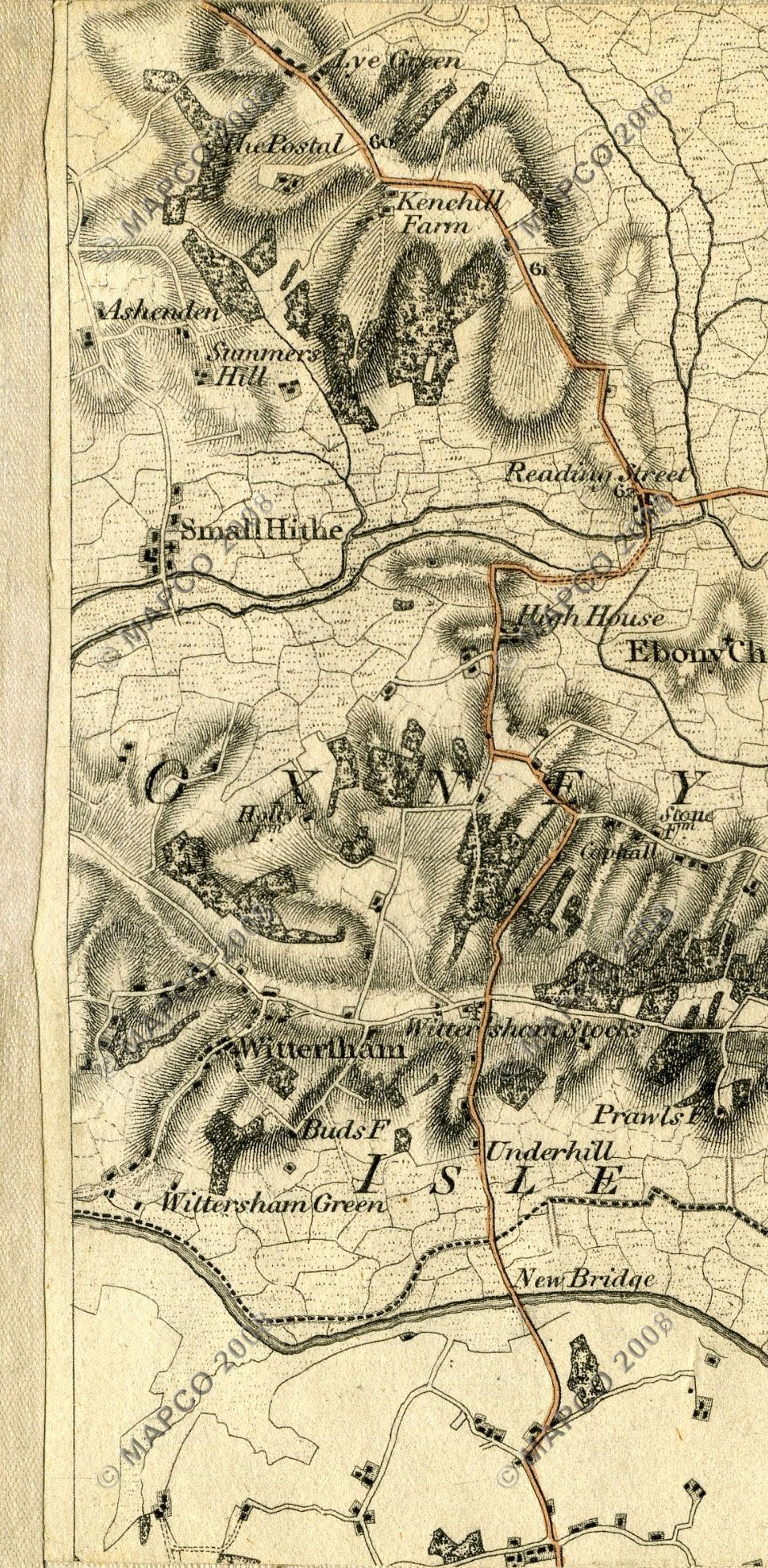 An Entirely New & Accurate Survey Of The County Of Kent, With Part Of The County Of Essex, by William Mudge, 1801.